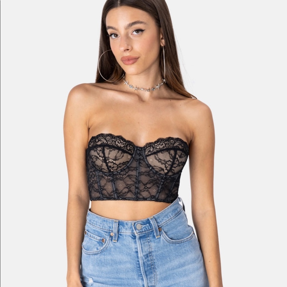 Adika size small black lace top, never worn